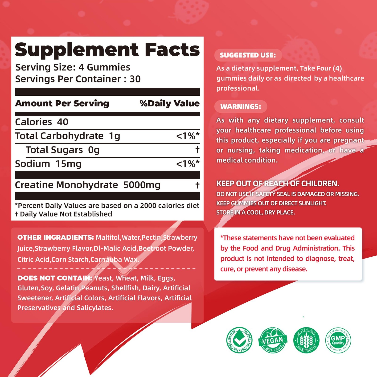 NSF Certified Creatine Gummy – Creatine Monohydrate Gummies 5000mg for Men & …