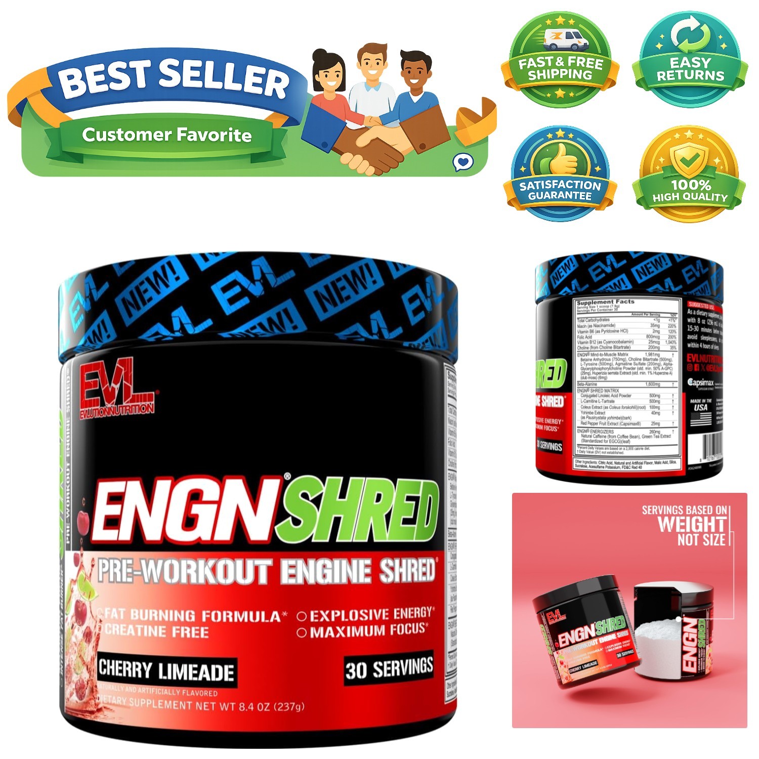 EVL Ultimate Pre Workout Powder – Thermogenic Fat Burner Preworkout Powder Dr…