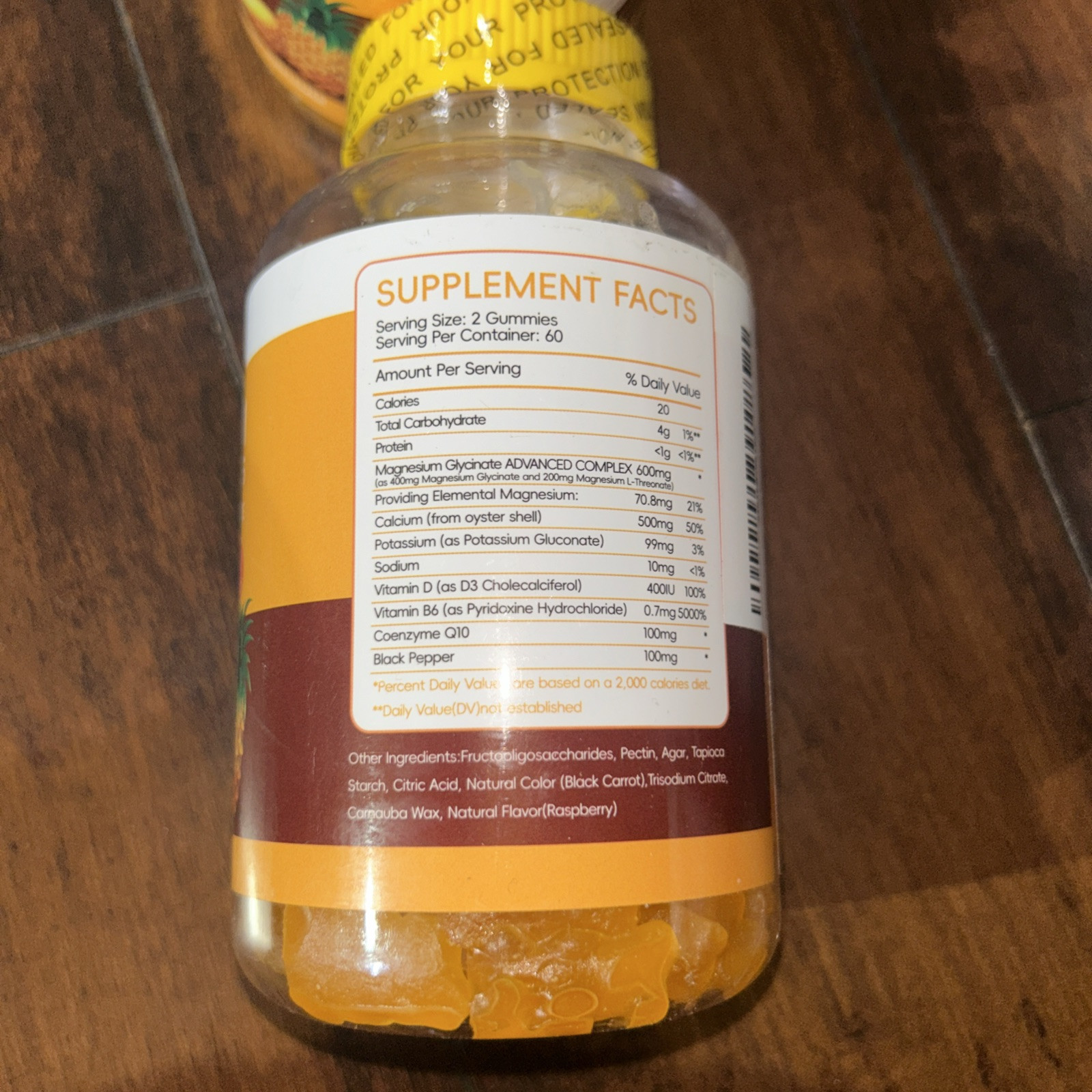 Magnesium Glycinate Gummies Orange 120 Gummies High Absorption, Diet Sup 600mg