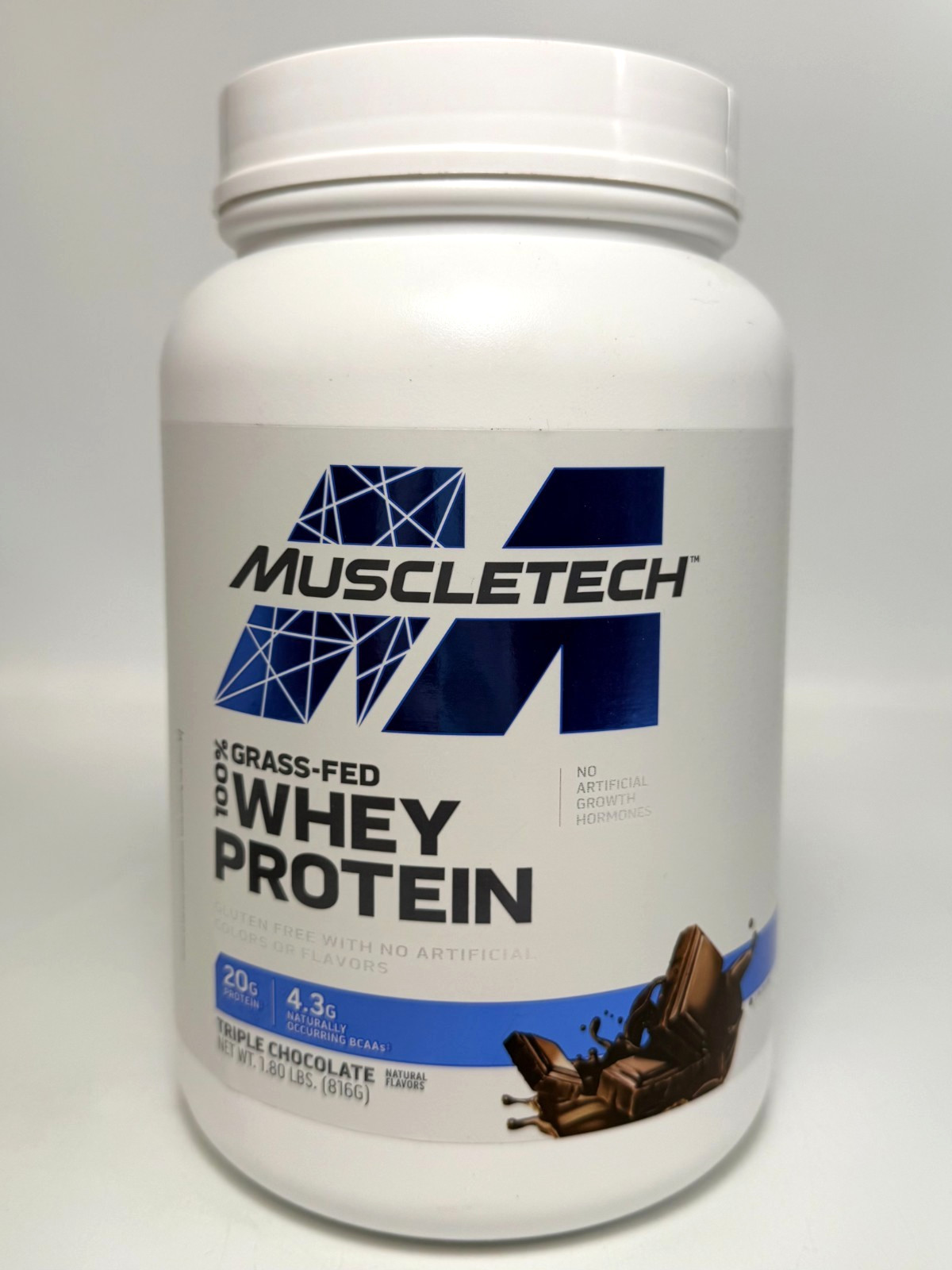 Muscletech Grass-Fed Whey Protein Powder Triple Chocolate – 1.8LB *EXP 11/2026*