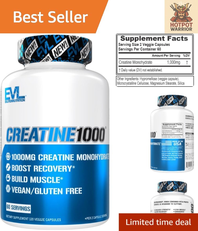 Pure Creatine Monohydrate Capsules (120 Count) – Boost Energy & Muscle Gains