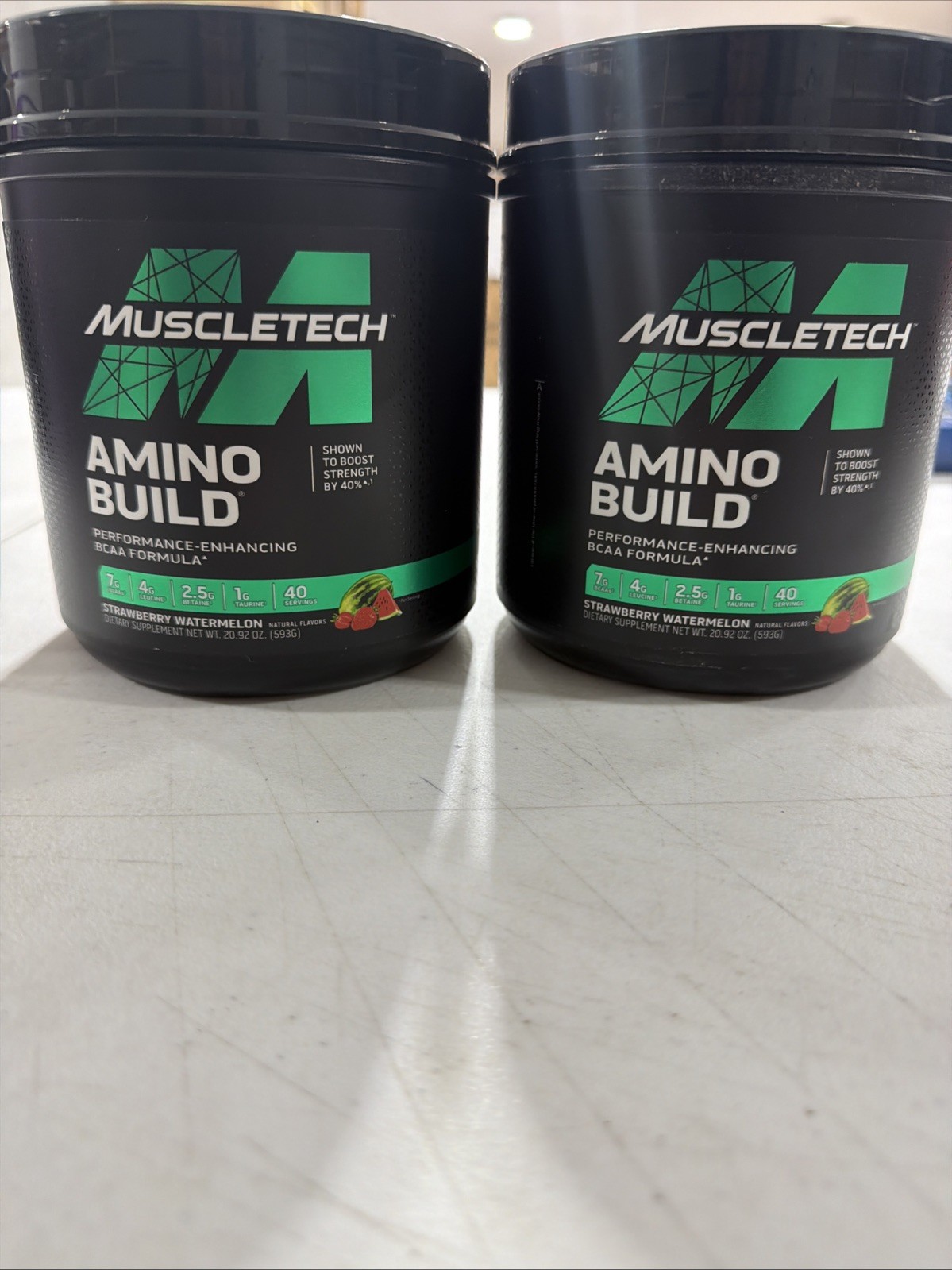 2XMuscleTech Amino Build BCAA Powder, Strawberry Watermelon, 40 svgs Exp 7/23/27