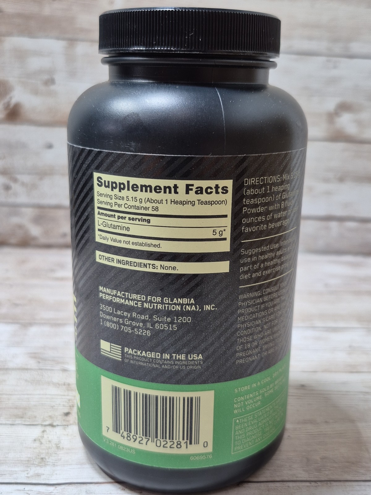 Optimum Nutrition ON Glutamine Powder Unflavored 10.58 oz (300 g) Exp 02/2028