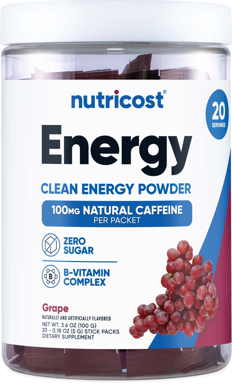 Nutricost Energy Complex Stickpack (20 servings) Grape Flavored – Gluten-Free