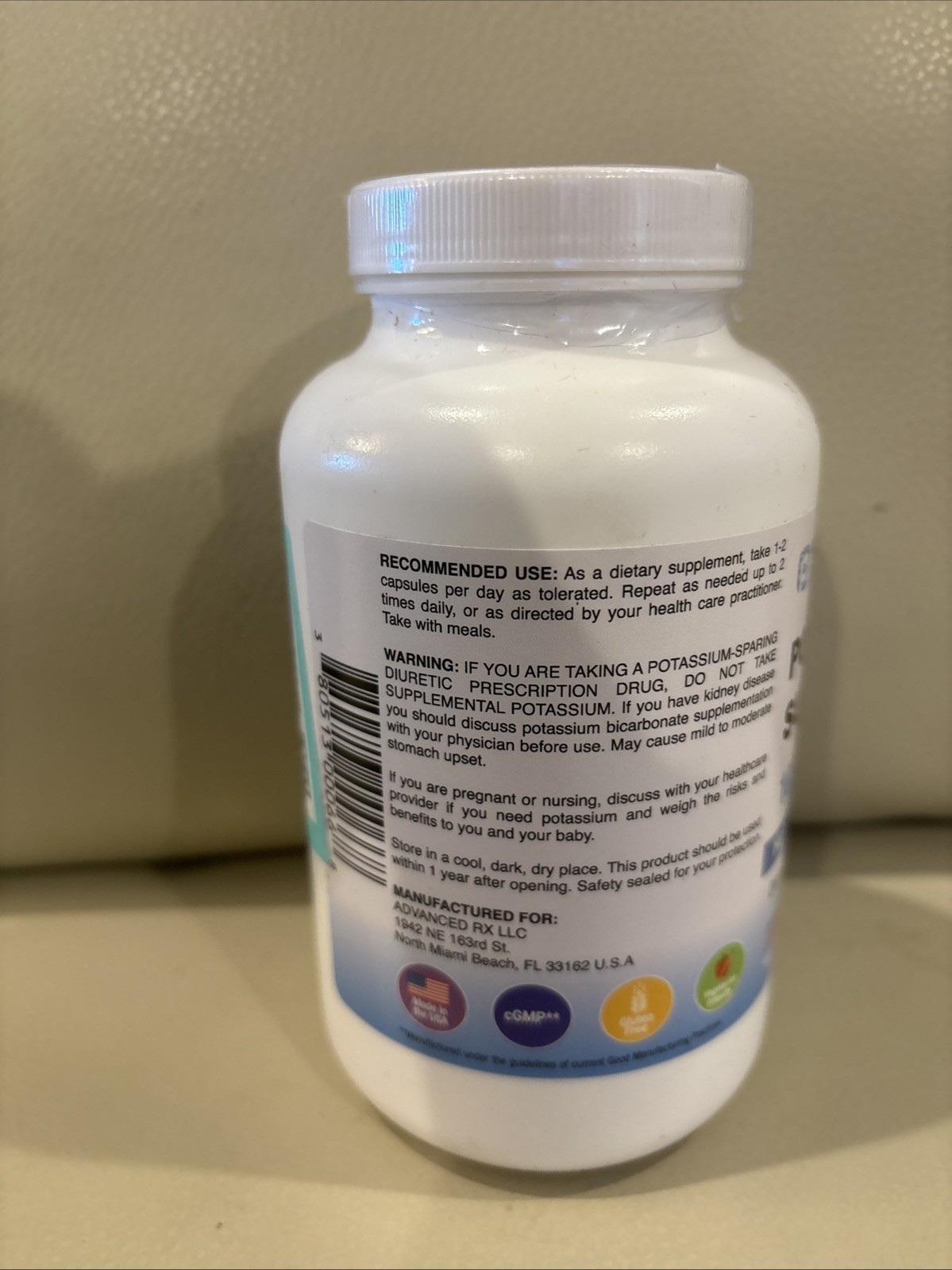 Puregen Labs Potassium Bicarbonate Supplement 1020 mg, 240 Vegetarian Caps