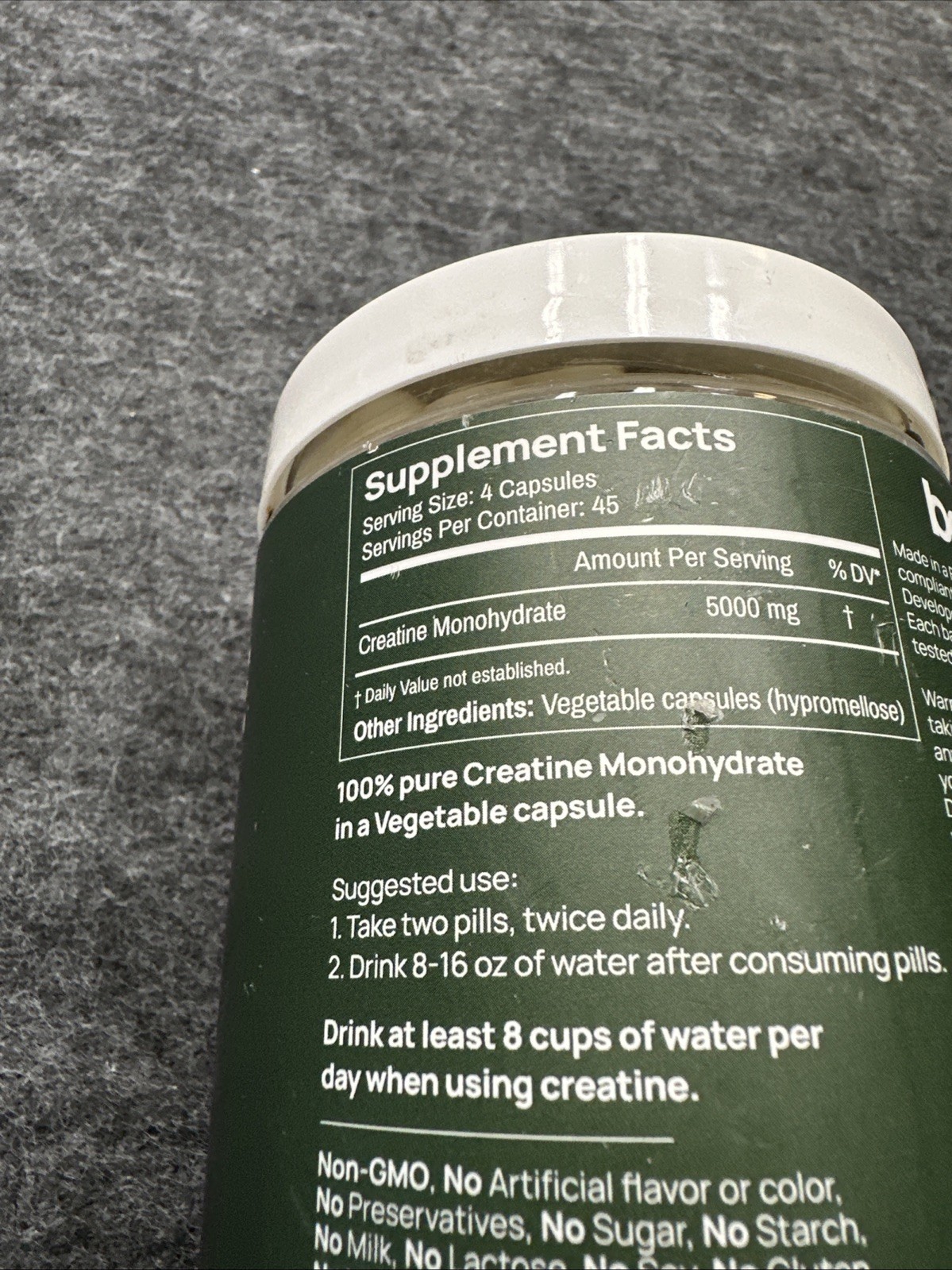 BOD Creatine Monohydrate Pills for Muscle Support, Vegan Pre or Post-Workout Cre