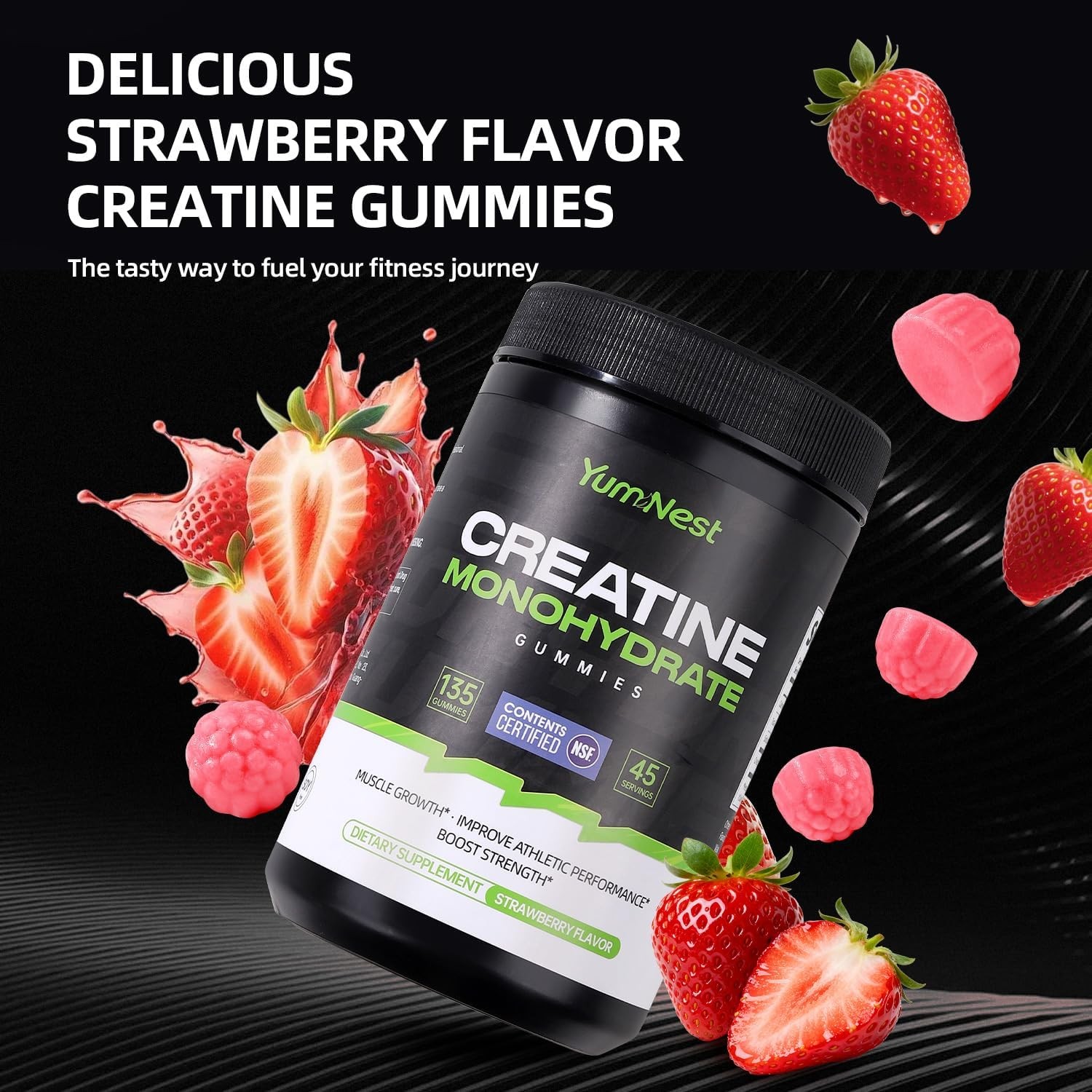 Creatine Gummies NSF Certified for Men & Women, 5000 MG Creatine Monohydrate Gum