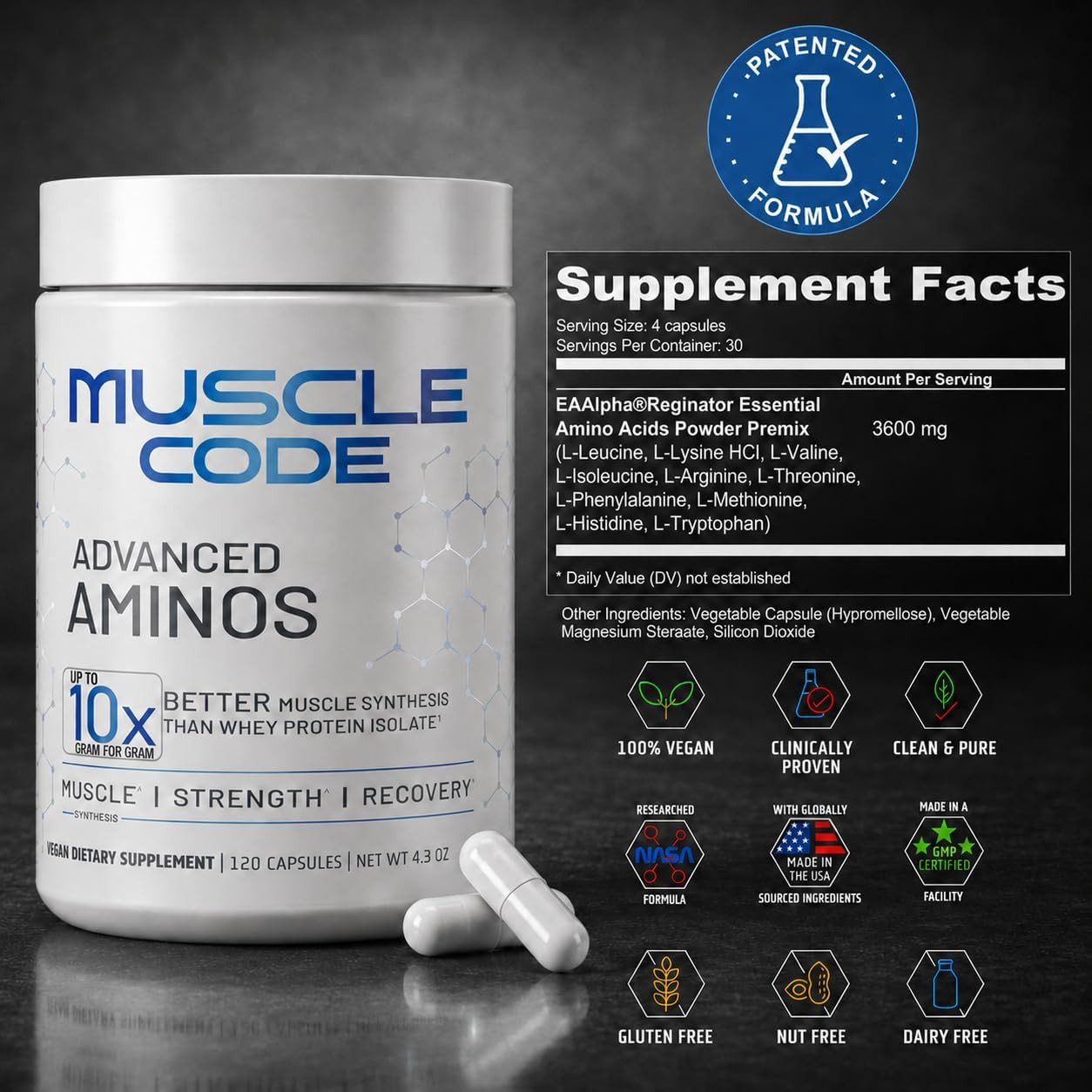 NAUTILUS Muscle Code Essential Amino Acid Capsules – Muscle Synthesis & Repair &