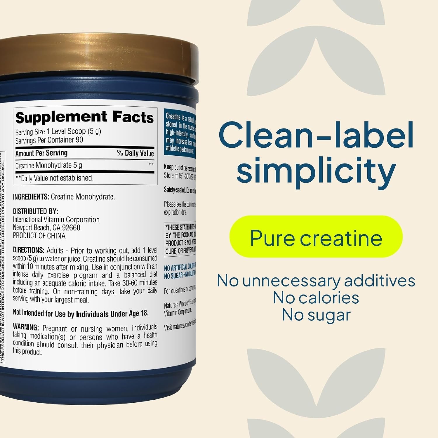 Creatine Monohydrate Powder 450g 90 Servings Unflavored Lean Muscle Strength