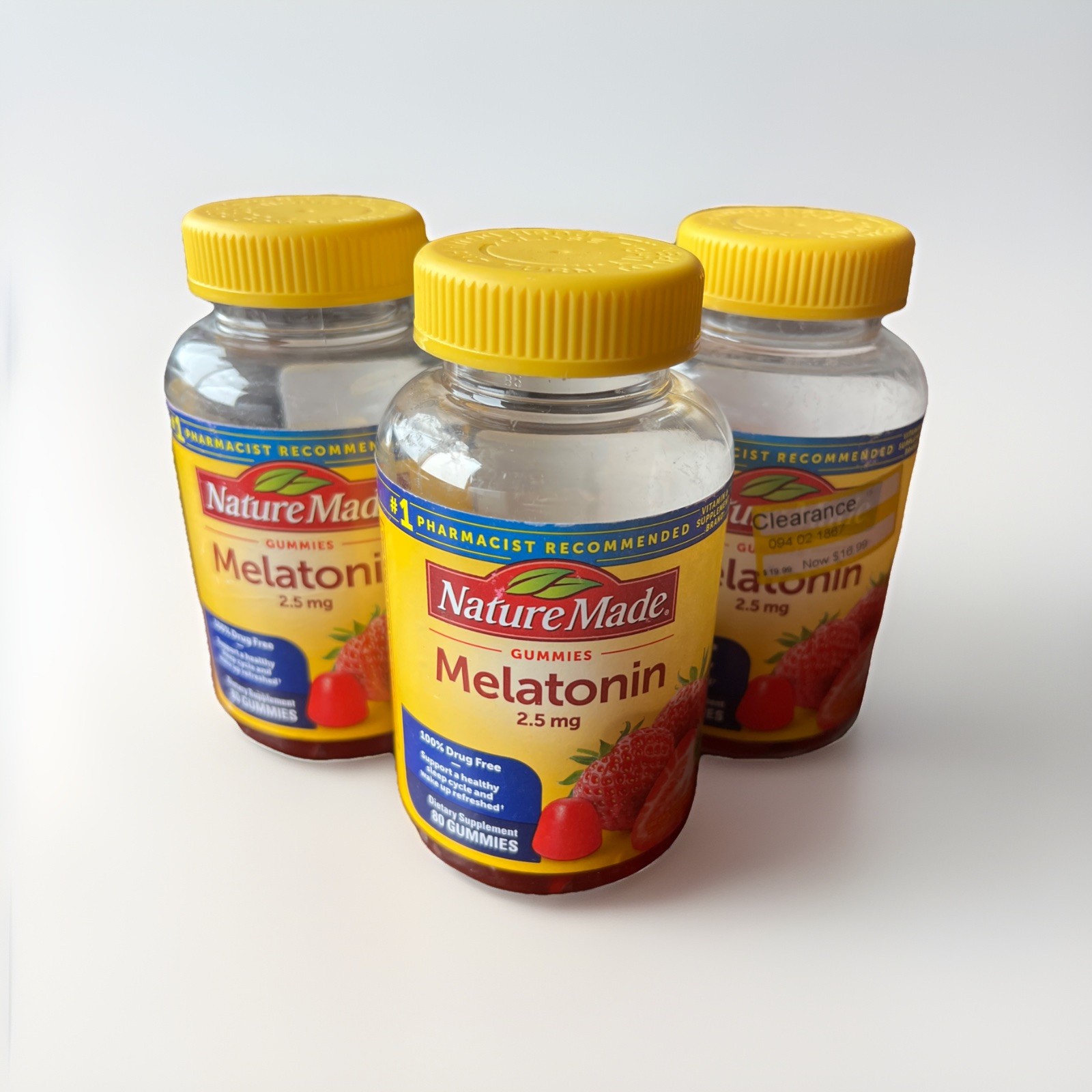 3 Pack! Nature Made Melatonin Gummies 2.5 mg, 80 Gummies Dreamy Strawberry
