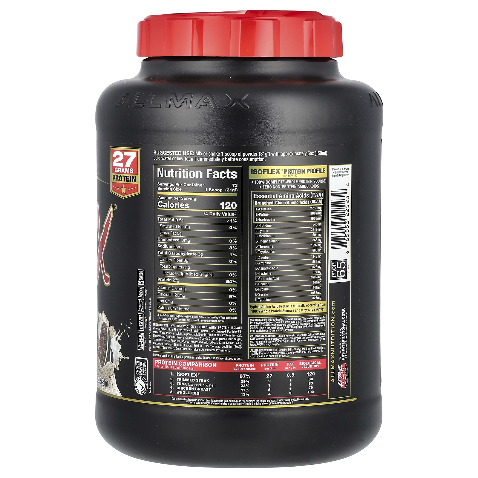 ISOFLEX®, Pure Whey Protein Isolate, Cookies & Cream, 5 lbs (2.27 kg)