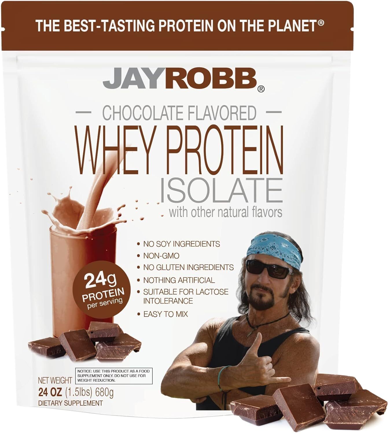 Jay Robb Whey Chocolate Isolate Protein Powder Low Carb Keto Vegetarian Glute…