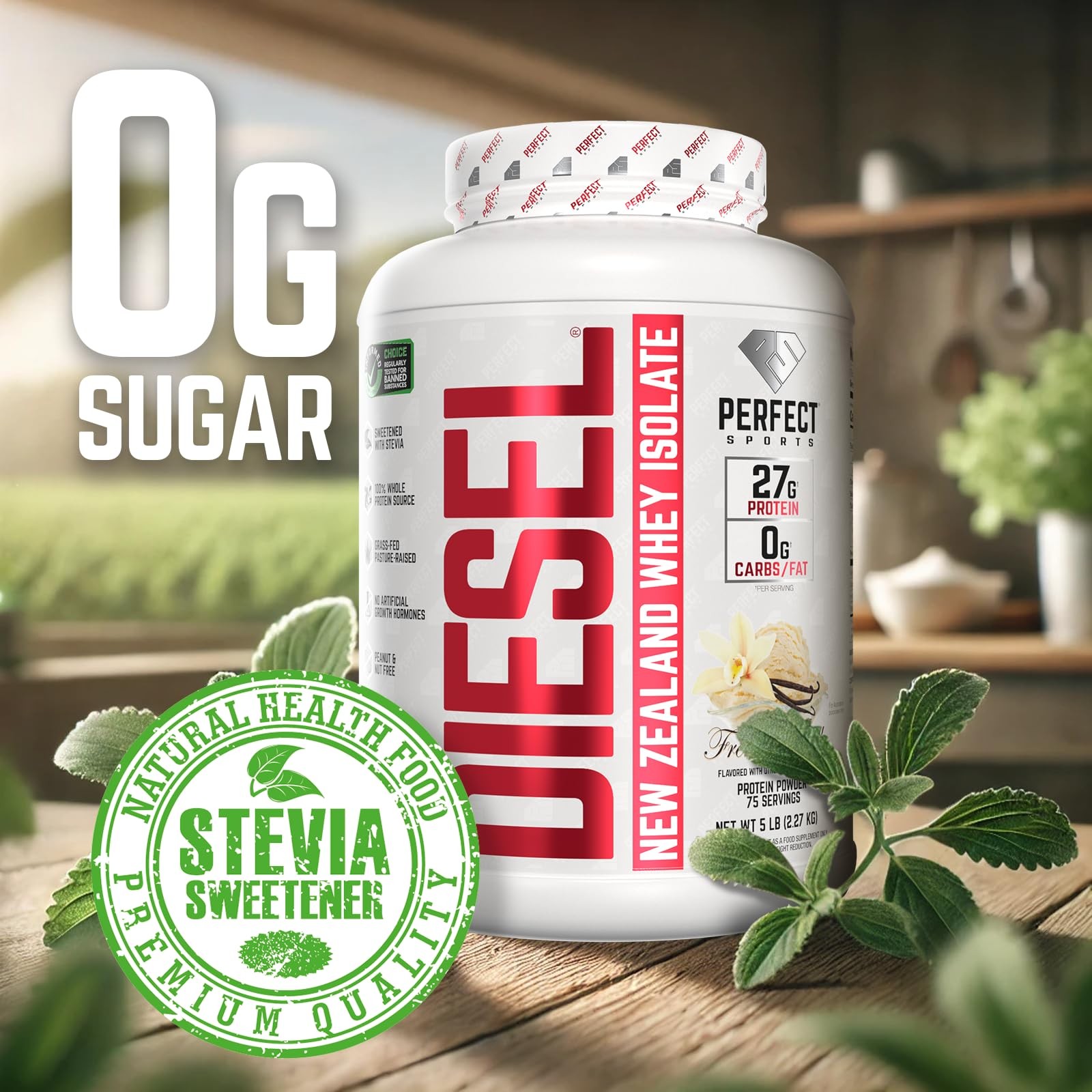 Perfect Sports Diesel 100 Zealand Whey Sweetened No Artificial Ingredients 0G