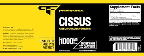 PrimaForce Cissus Quadrangularis Extract 120 500mg Capsules, 1000mg/Serving