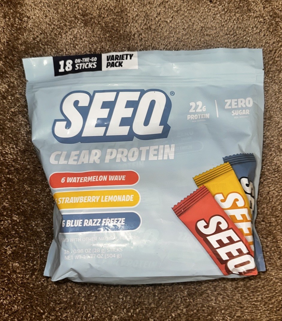 SEEQ Clear Protein Powder Sample Pack – 18 On-The-Go Sticks – 22g Clear Whey