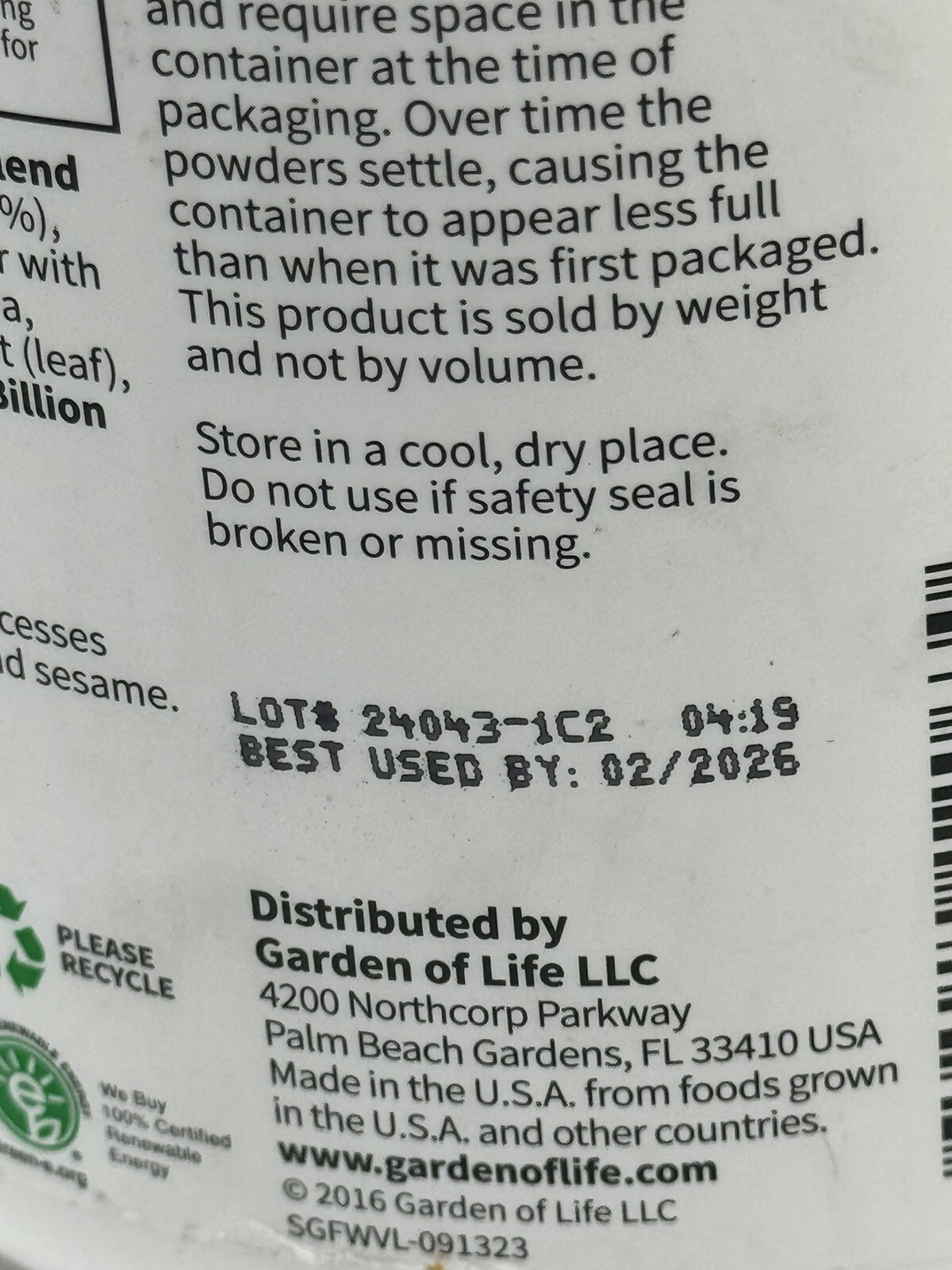 Garden Of Life Sport Certified Grass Fed Whey Vanilla 23.28oz (660g) New Sealed