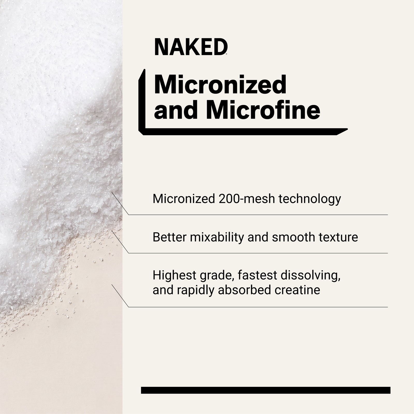 Naked Creatine Monohydrate, Unflavored Micronized Creatine Powder Supplement, 1K