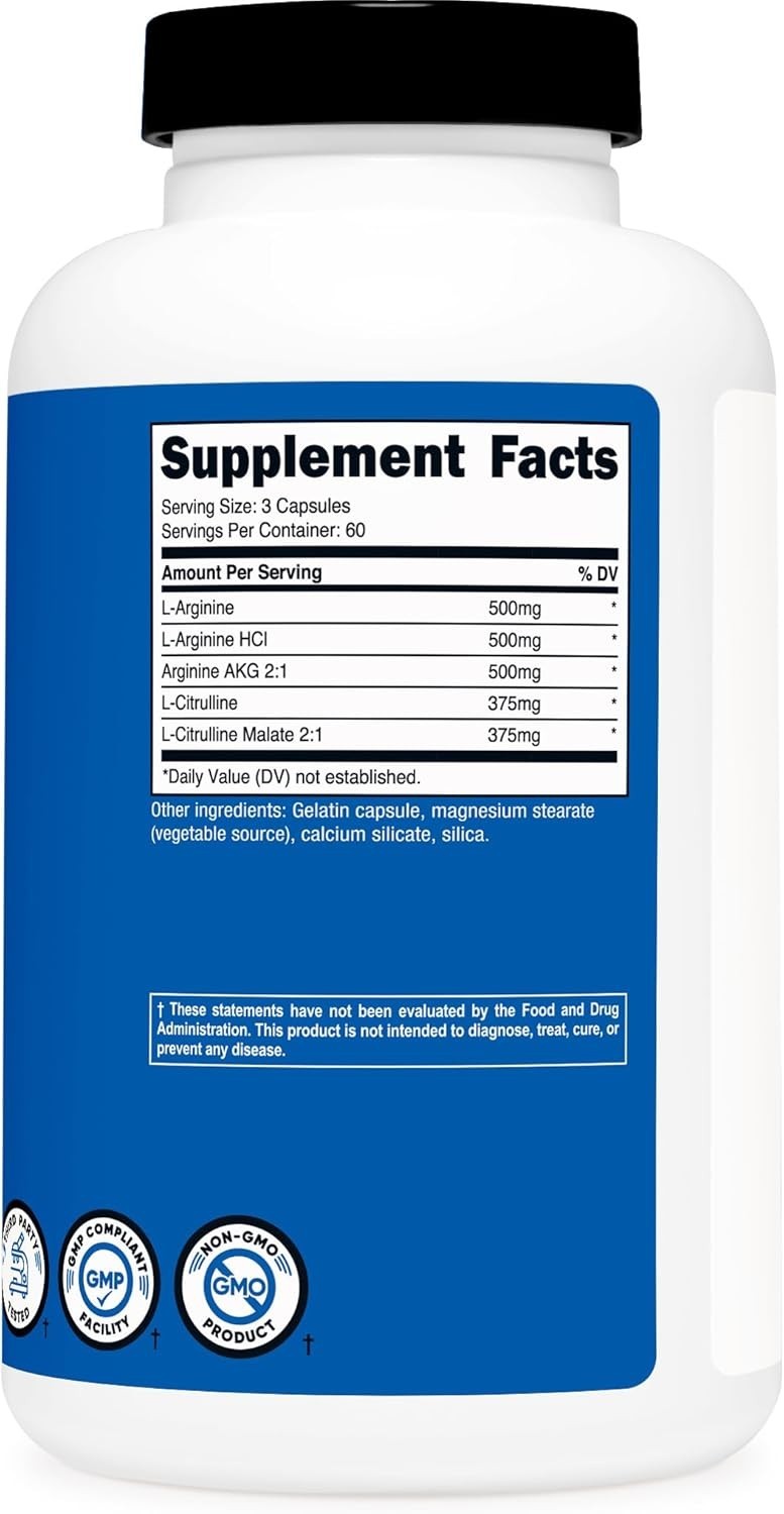 Nitric Oxide Booster 2250mg – 60 Servings of 180 Capsules for Active Lifestyles