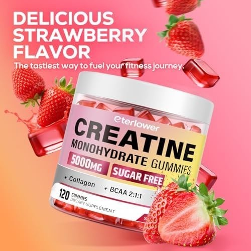 Creatine Gummies, Creatine Monohydrate Gummies for Men & Women with Collagen, BC
