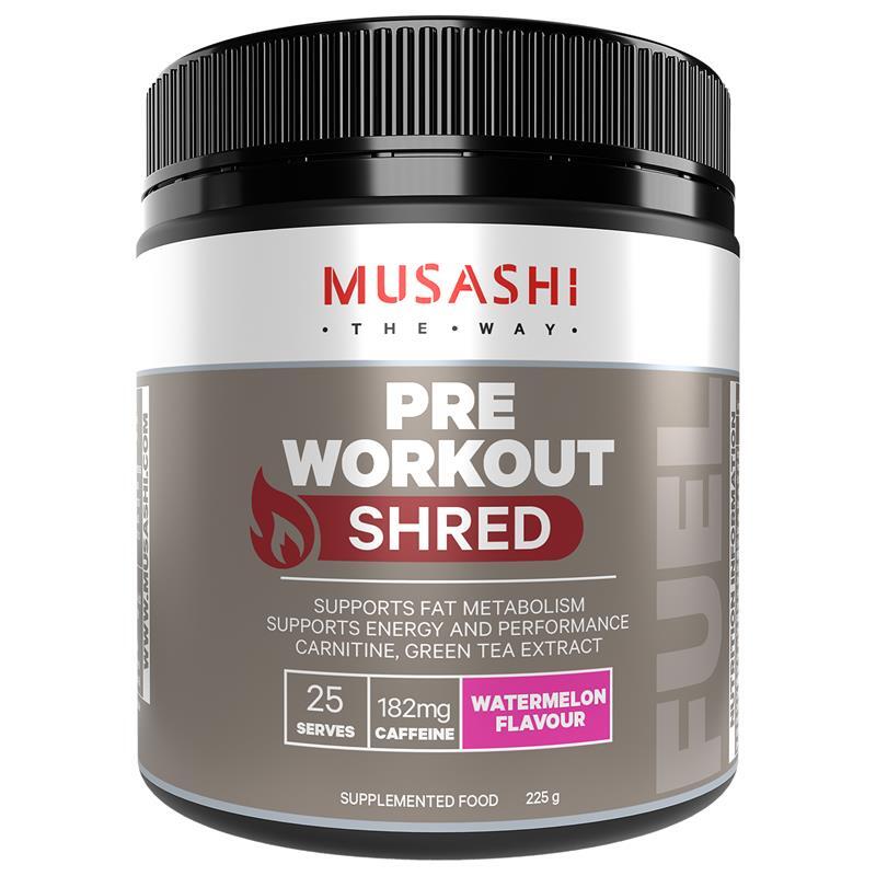 Musashi Pre Workout Shred Watermelon Powder 225g