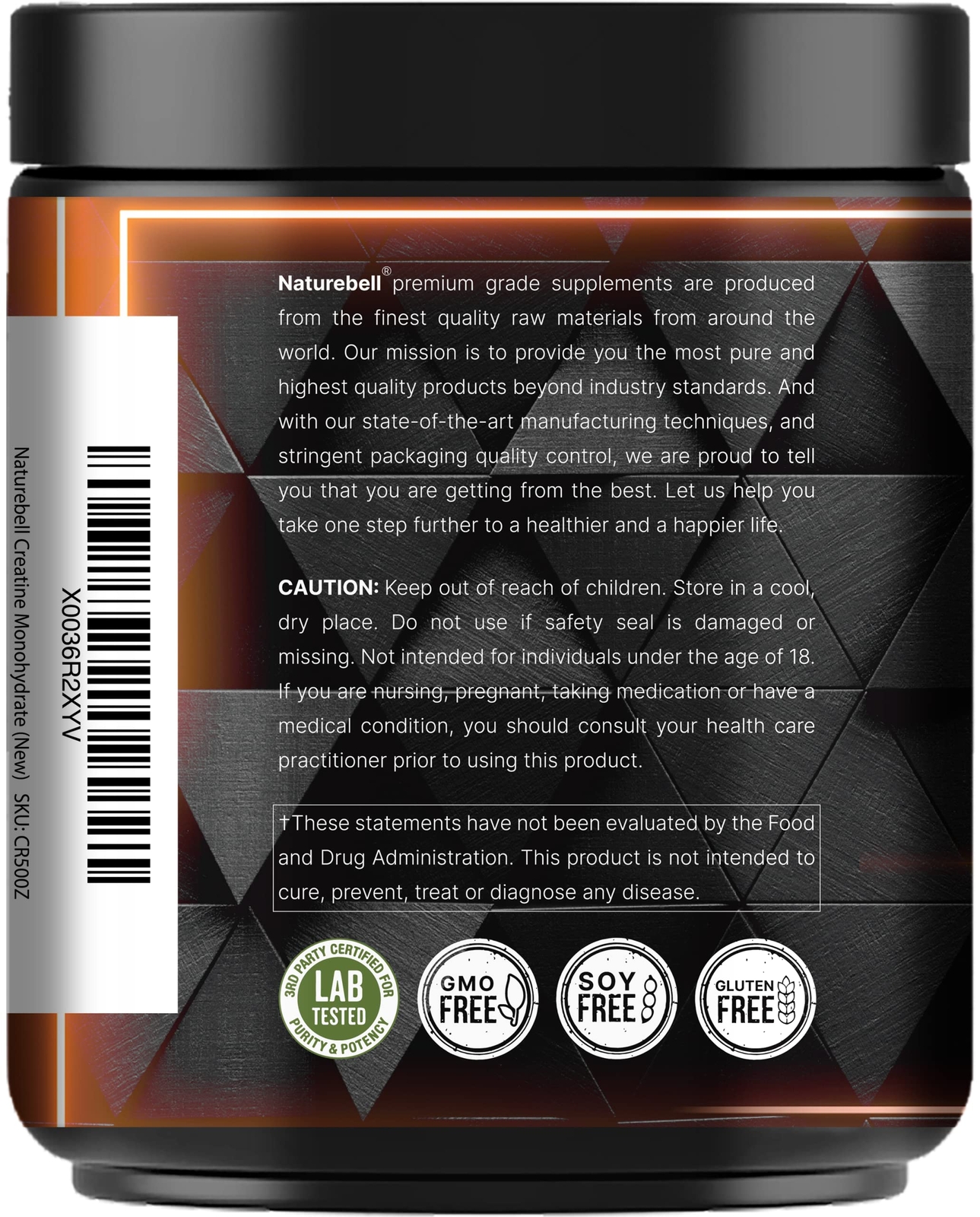 NatureBell Creatine Monohydrate Powder Unflavored 500 Grams 5000mg 100 Servi…