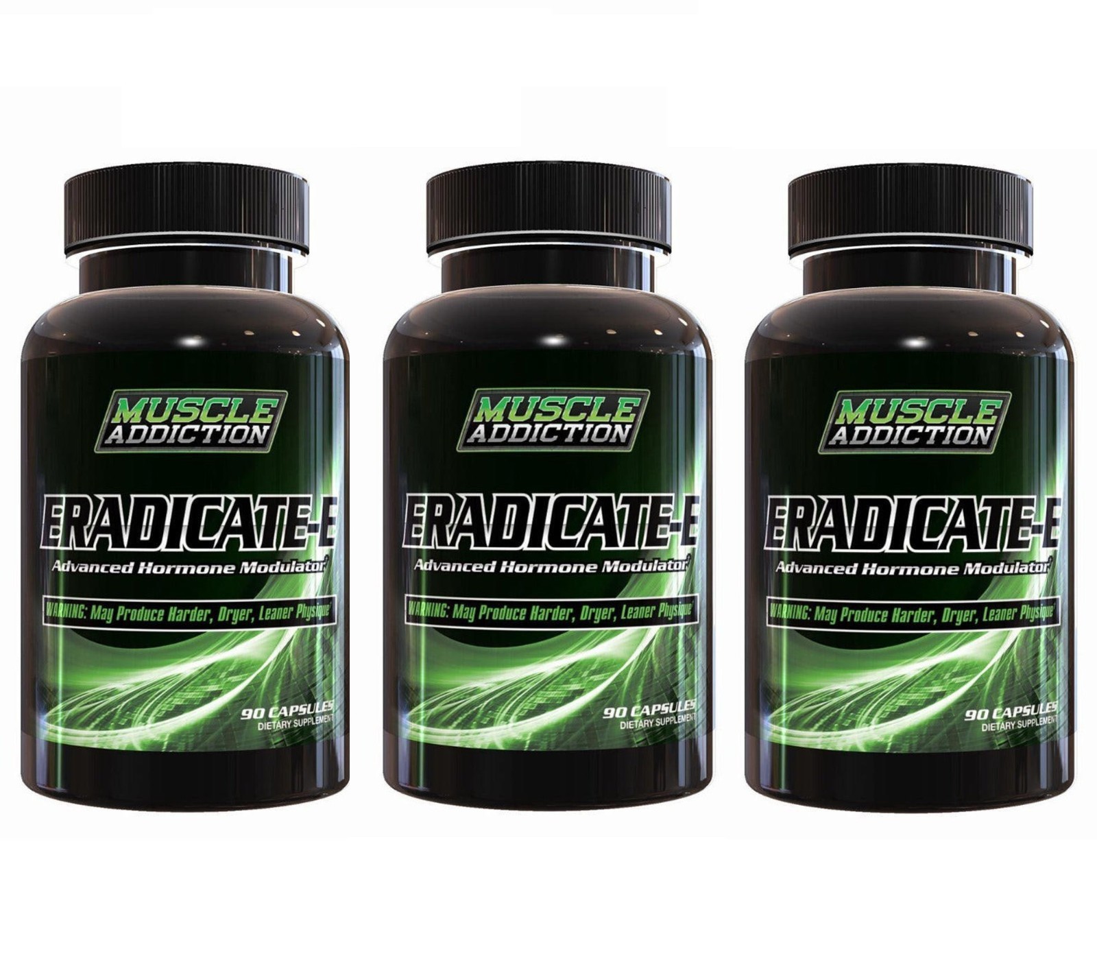 Muscle Addiction ERADICATE-E Harder+Dryer+Leaner Estrogen Blocker – 3 Bottles