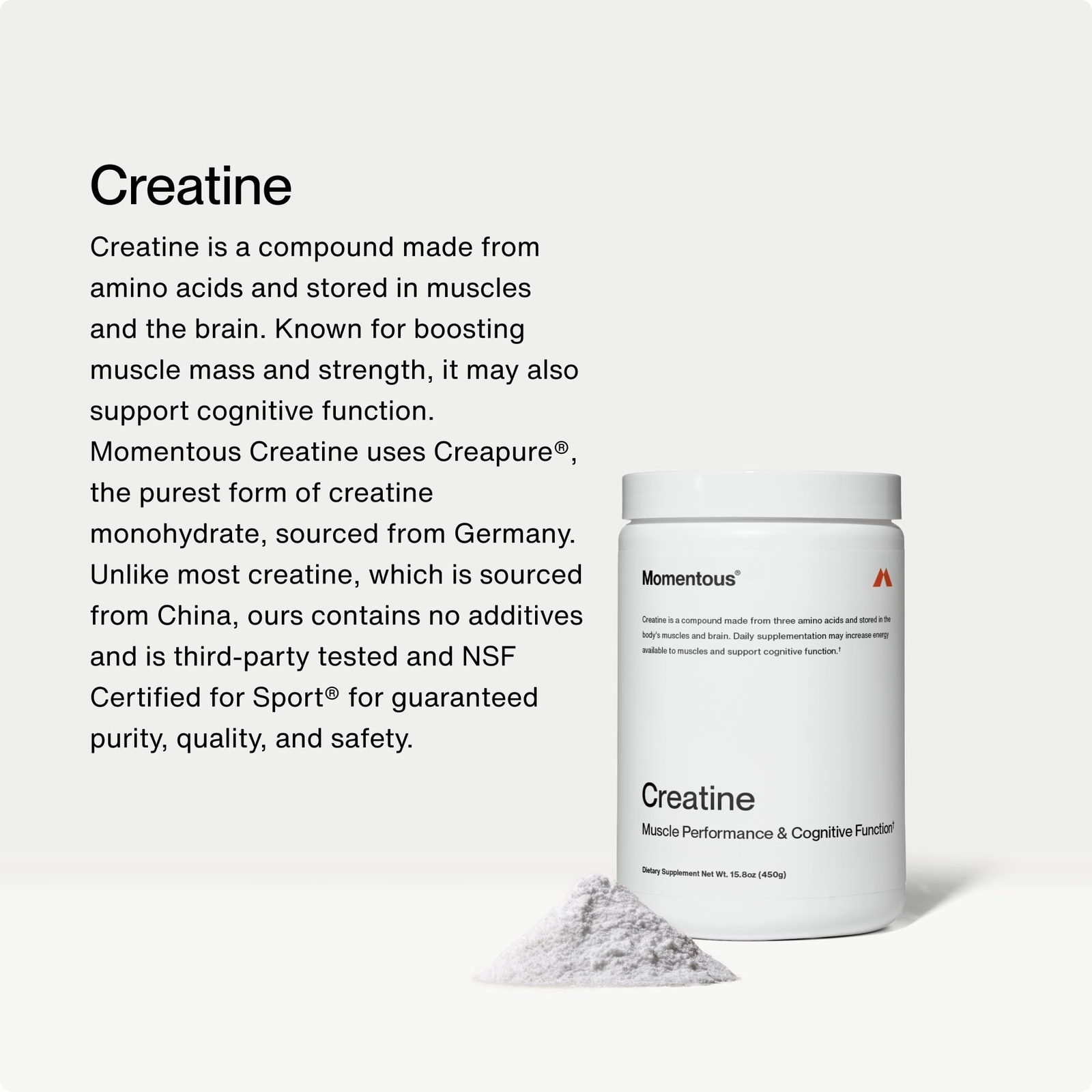 Momentous Creatine Monohydrate Powder 90 Servings Supports Muscle Recovery
