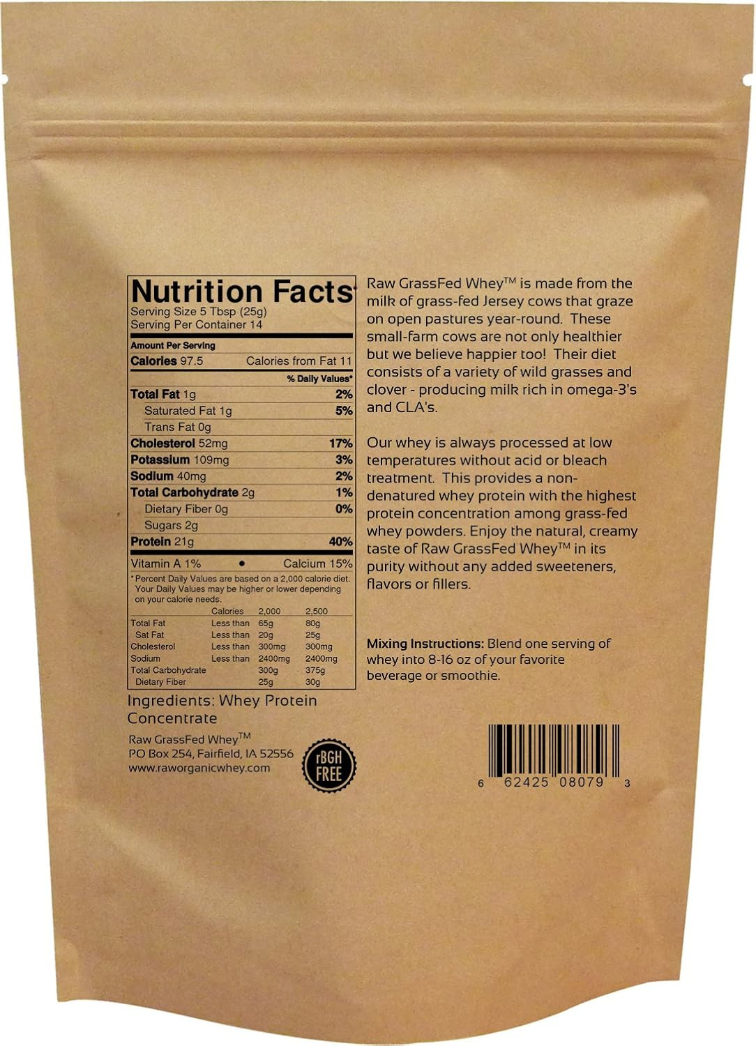 Raw Grass Fed Whey Protein Powder, Happy Healthy Cows, 12 Oz