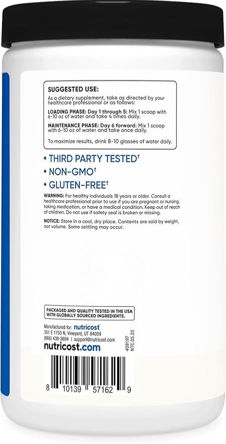Nutricost Creatine Monohydrate Micronized Powder 500G, 5000mg Per Serving