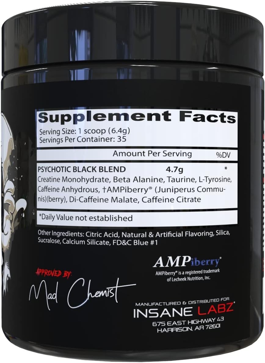 Creatine-Loaded Psychotic Black Pre Workout – Gummy Candy Flavor, 35 Servings