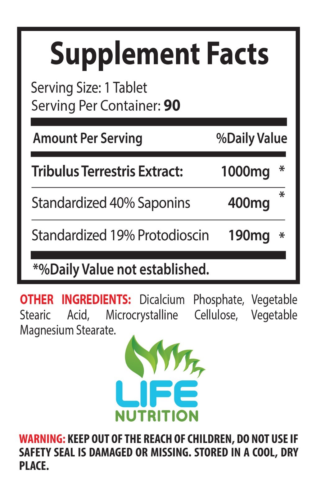 Tribulus Terrestris 1000mg 90T – Muscle Mass Testosterone Level Booster Pills 6B