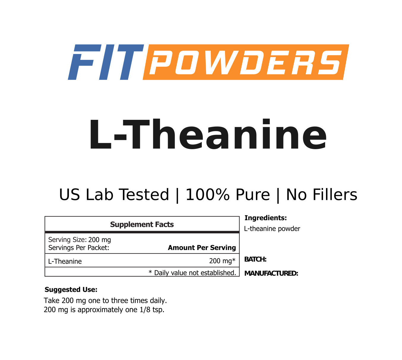 L-Theanine Powder 100% Pure 100 Grams – 3rd Party Tested, Non-GMO, With Scoop