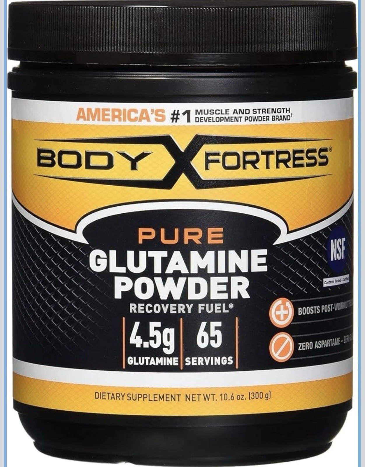 Body Fortress 100% Pure Glutamine Powder, 300g Jar (1ct), Nutrient Replenishment