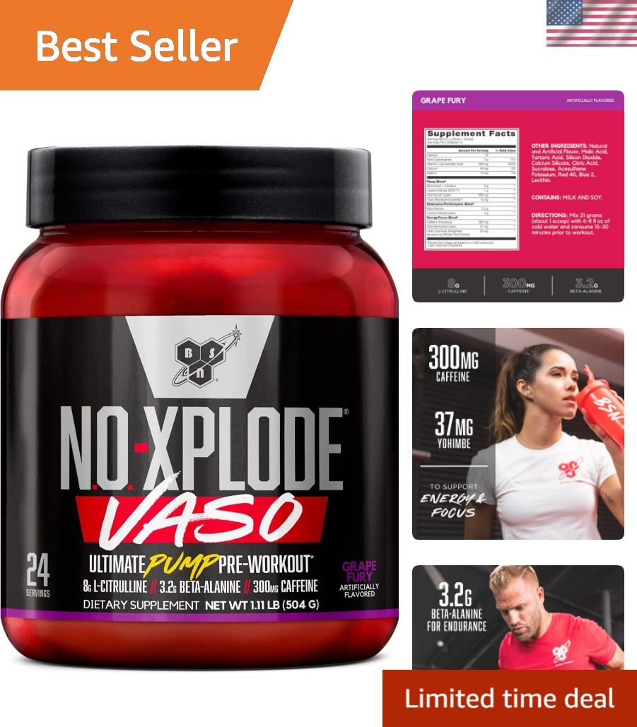 Explosive Energy & Muscle Pumps: N.O.-XPLODE Vaso Pre Workout, 8g L-Citrulline
