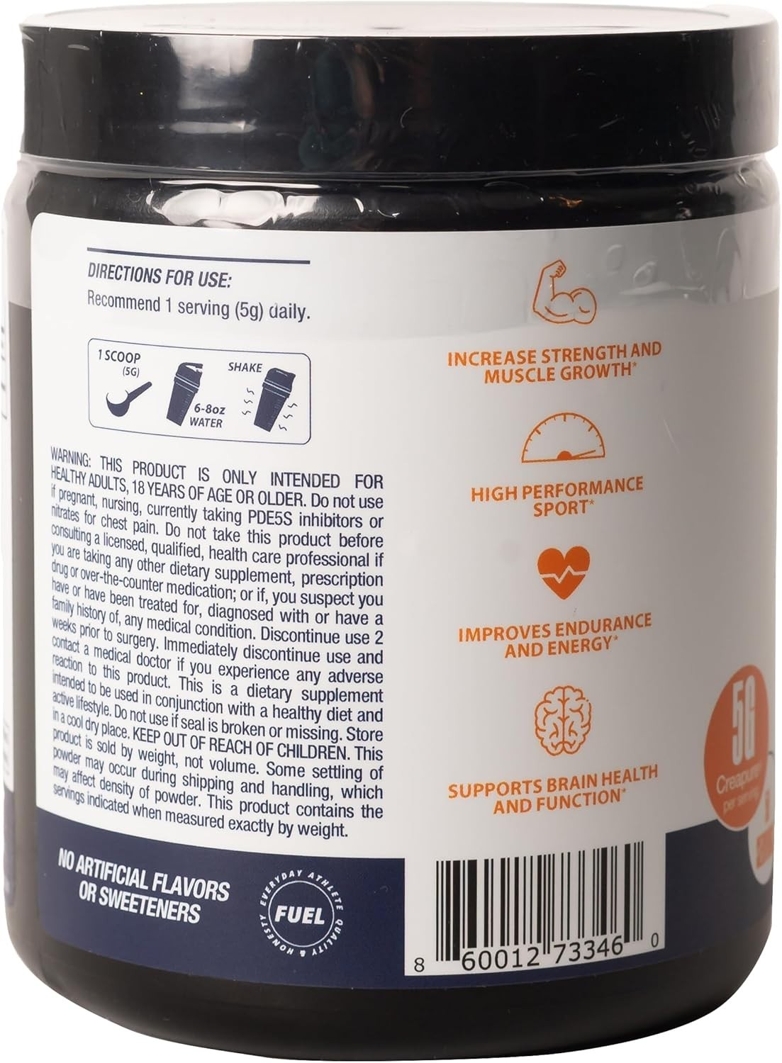 Power Play Fuel CREATINE Monohydrate Powder, Non-GMO, Vegan – Unflavored – 250g