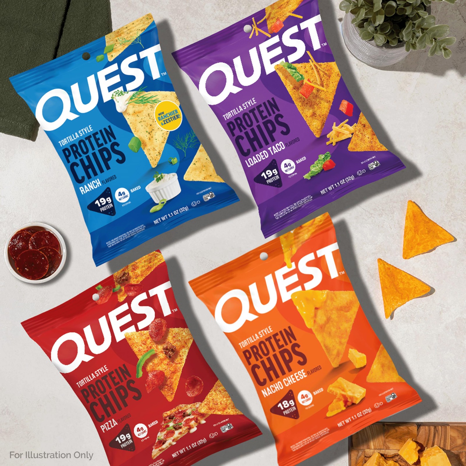 Quest Nutrition Tortilla Style Protein Chips Salty Snack Variety Pack Pizza