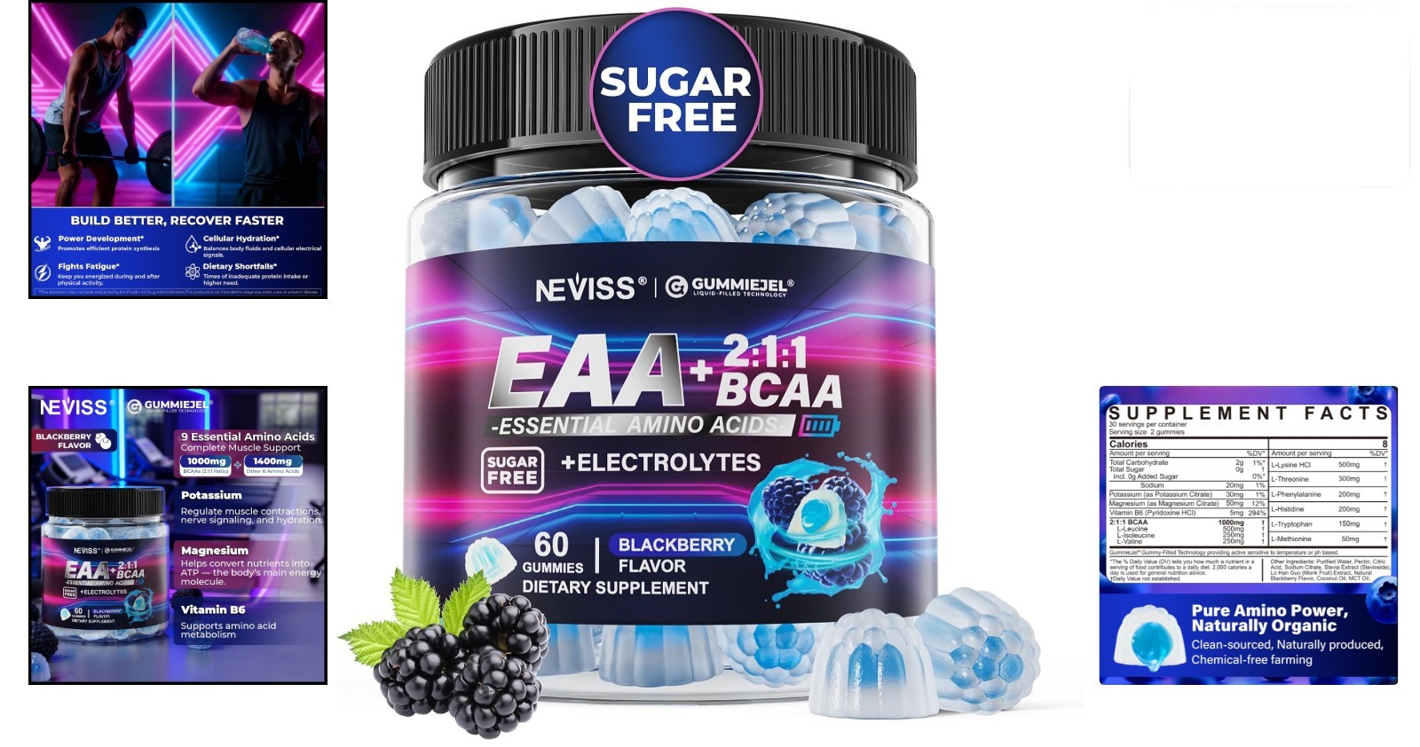 NEVISS Essential Amino Acids EAA BCAA Electrolyte Gummies