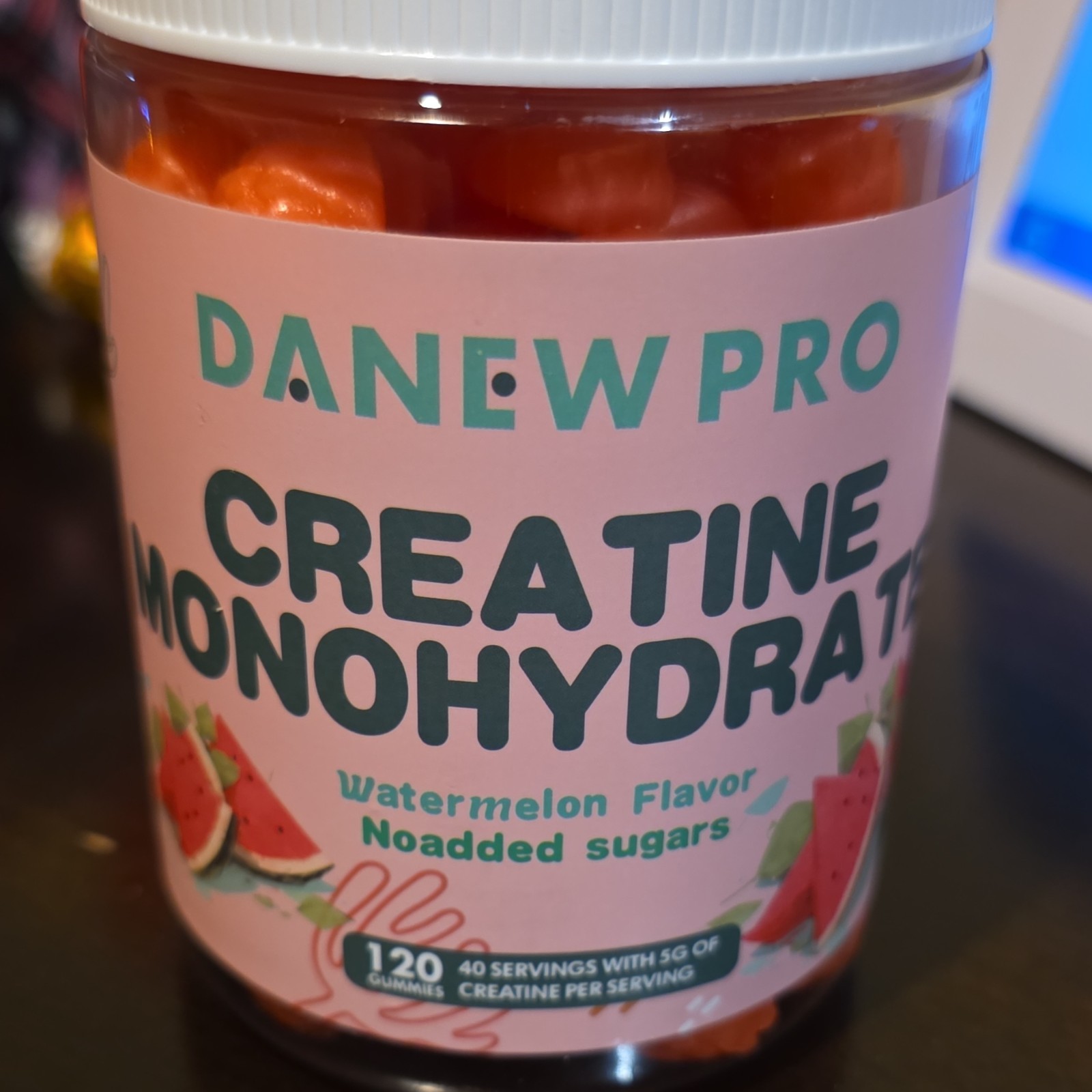 DANEW PRO Creatine Monohydrate Gummies 120ct Watermelon Vegan Non GMO
