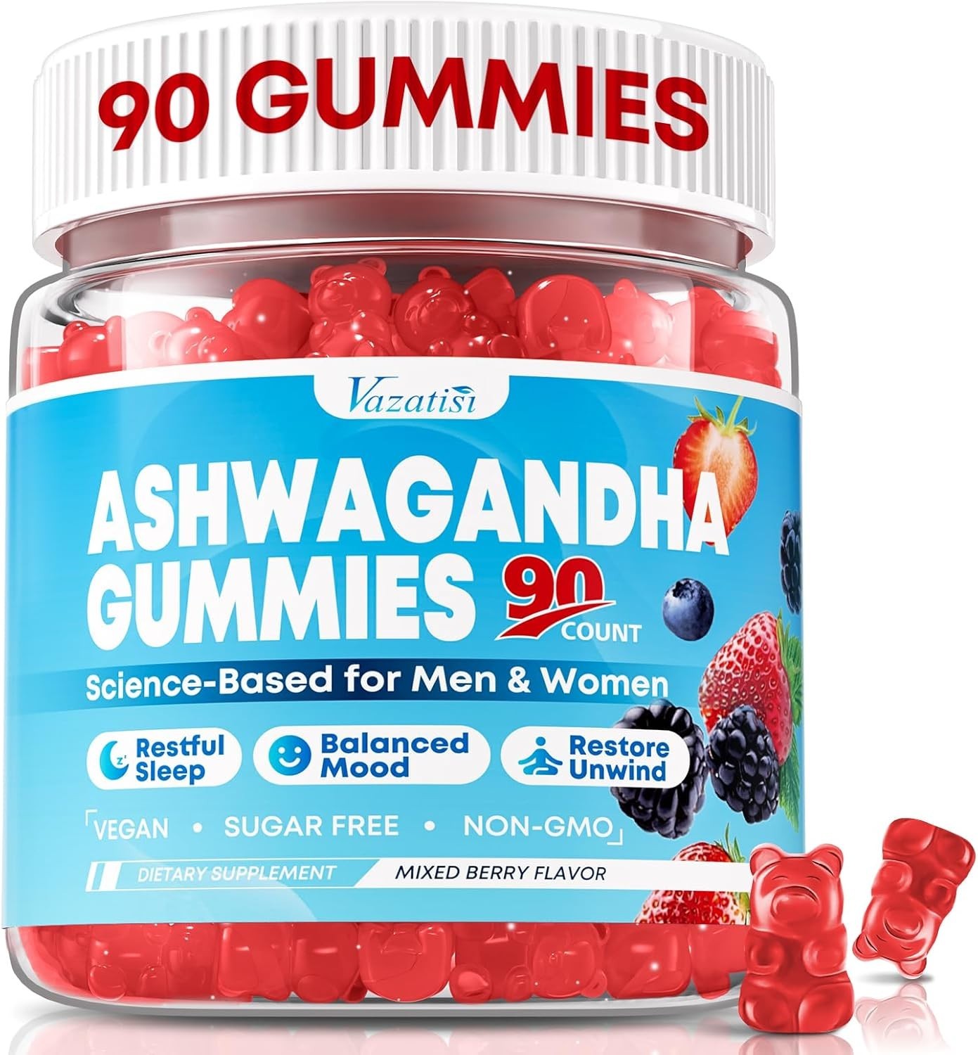 Vazatisi Ashwagandha Gummies for Women & Men – 90 Count – Ashwagandha Supplement