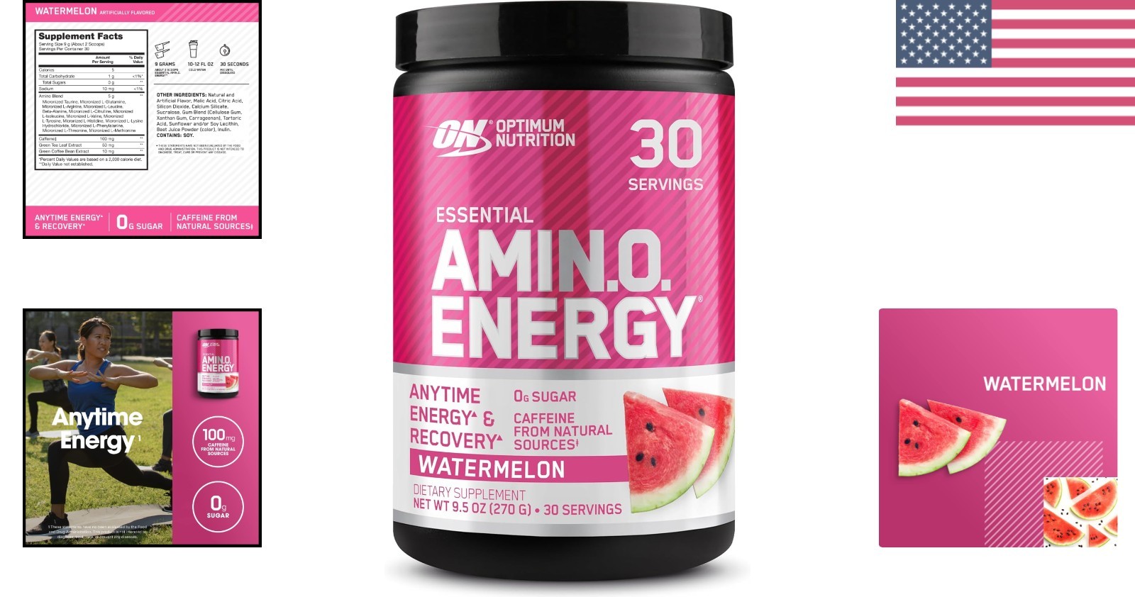 Amino Energy Pre Workout – Watermelon Flavor, Keto-Friendly Energy Boost