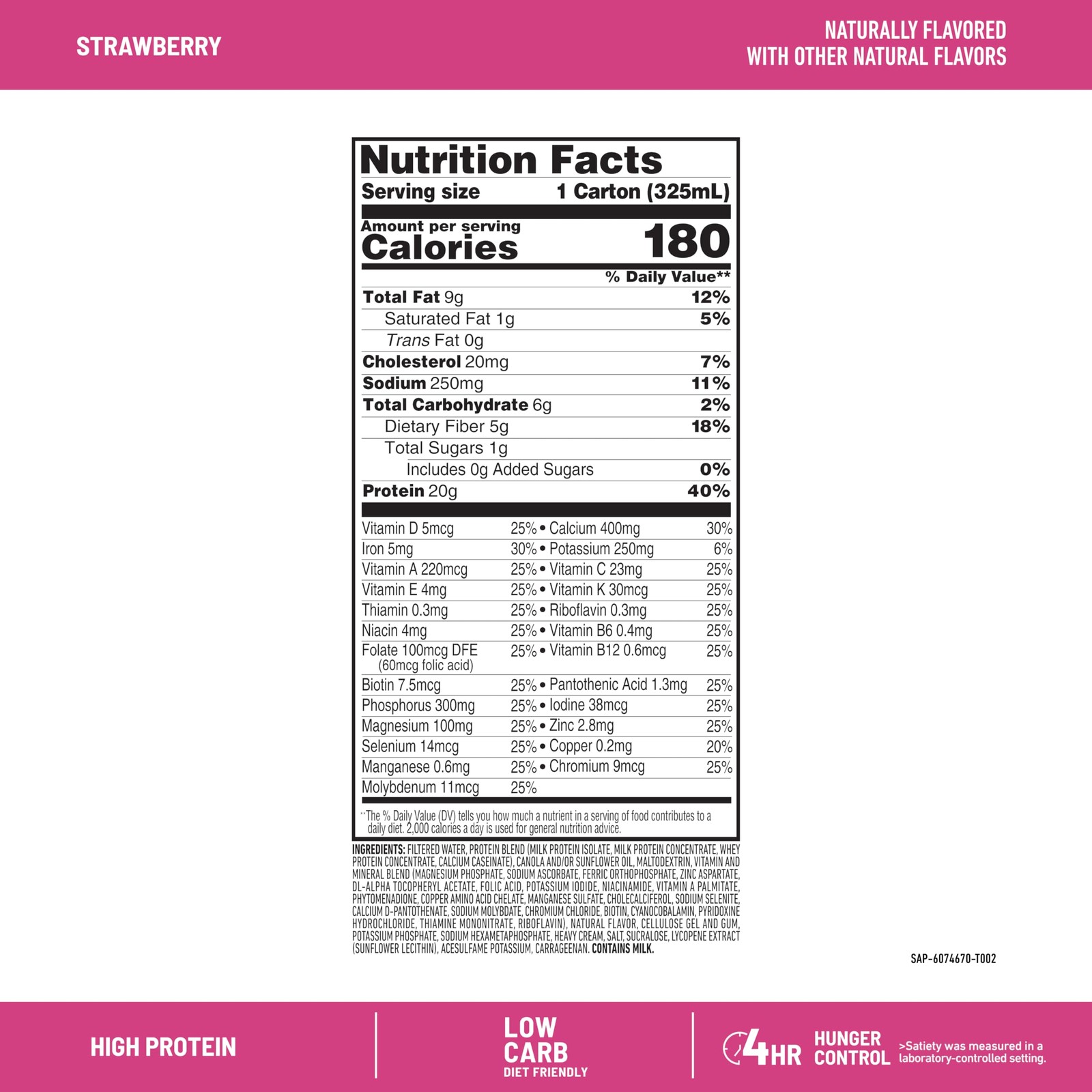 Slimfast Protein Shake Strawberry- 20G Protein Meal Replacement Shake Ready To