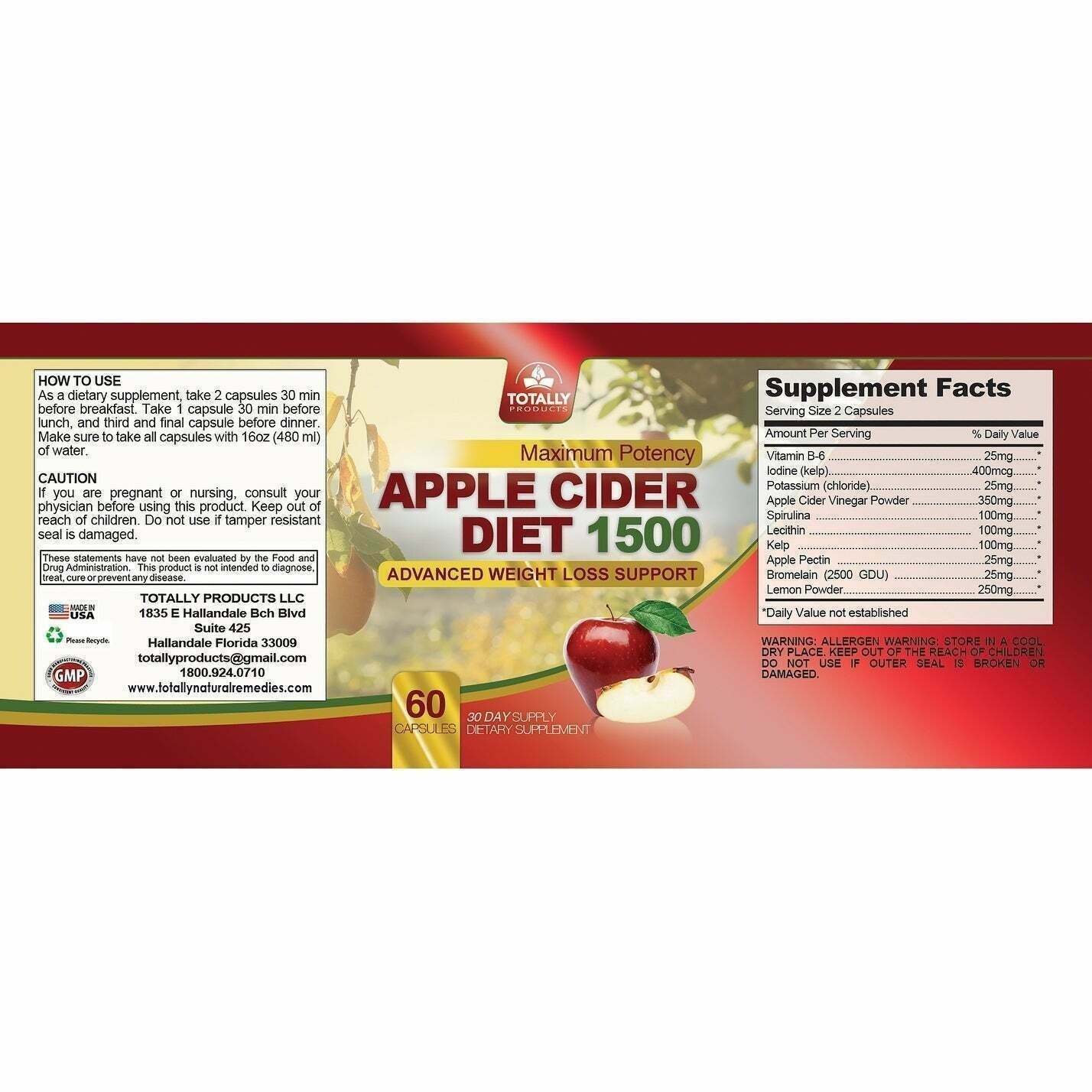 Amino Acids BCAA Muscle Support Supplement Apple Cider Vinegar Weight Management