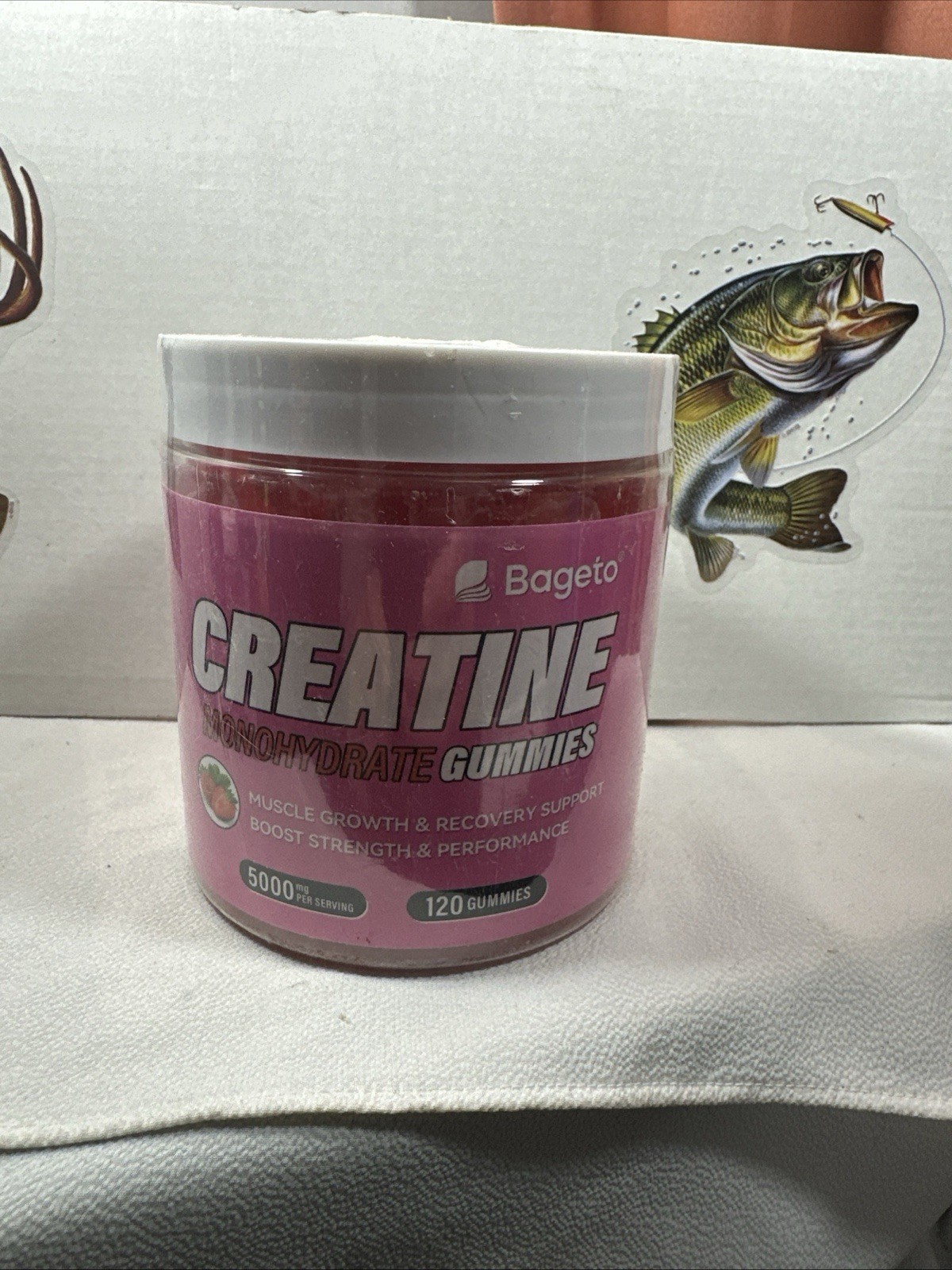 Bageto Creatine Monohydrate 5000mg Gummies Strawberry Flavor 120 Ct 08/26