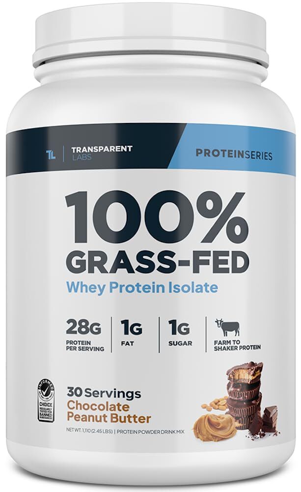 Transparent Labs Grass-Fed Whey Protein Isolate – Naturally Flavored Gluten F…