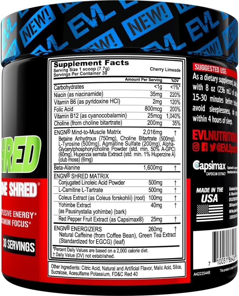 EVL EVLution Nutrition – ENGN Shred Preworkout 30 Servs – ANY FLAVOR **CLUMPY**