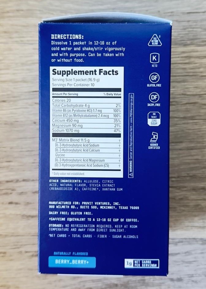 NEW K-1 Prüvit Ketones 10 Packets Charged BERRY BERRY | Exp 2027