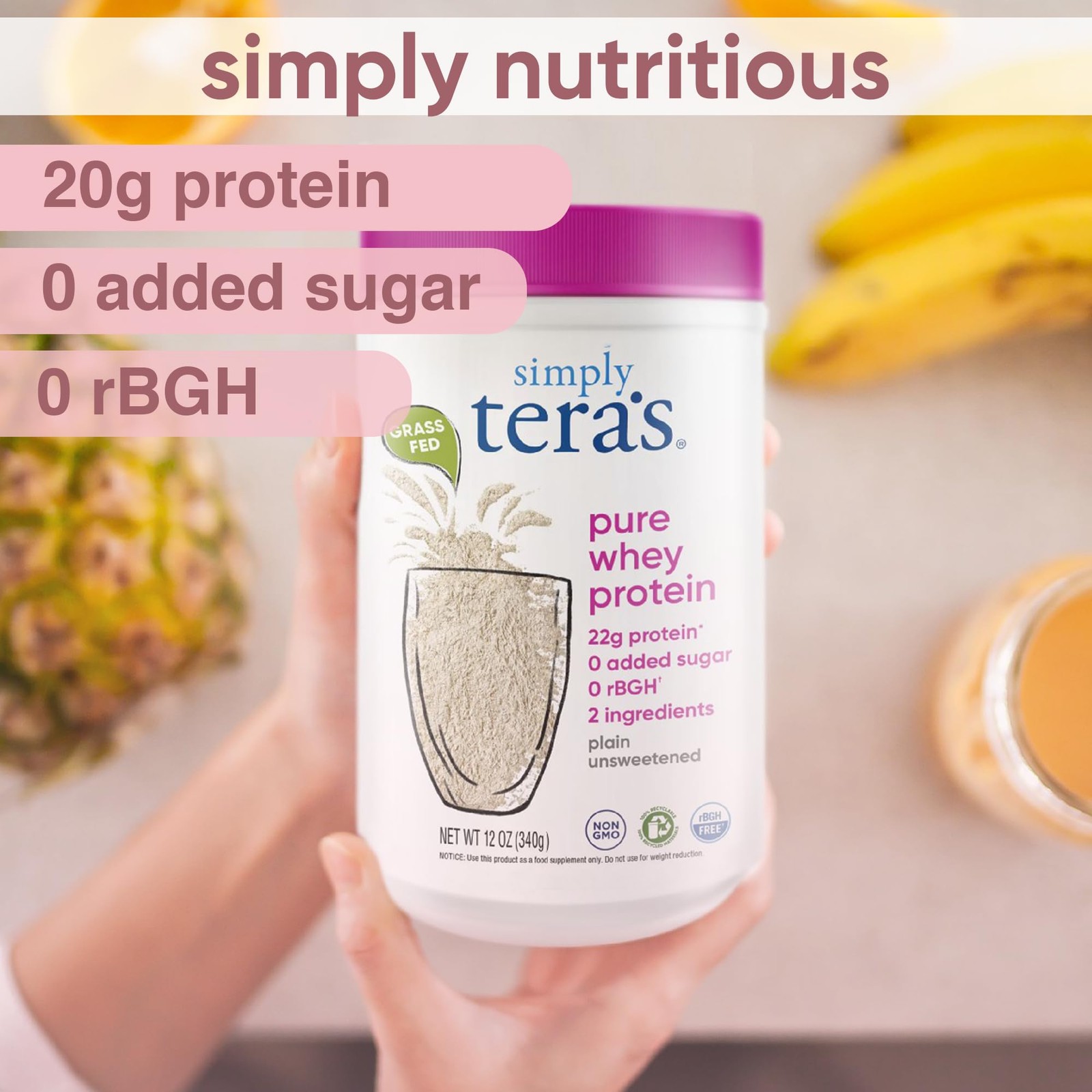 Pure Whey Protein Powder Grass Fed Whey Protein Powder, Clean & Natural, Unf…