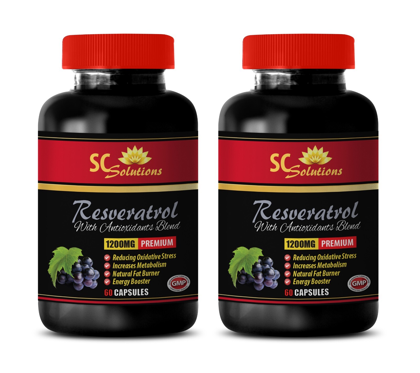 energy booster – PURE RESVERATROL 1200MG – anti aging vitamins – 2 Bottles