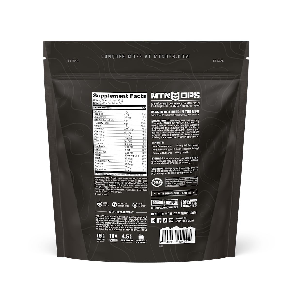MTN OPS Ammo Meal Replacement Shake Powder – 19g Protein, 10g Flaxseed, 4.5g …