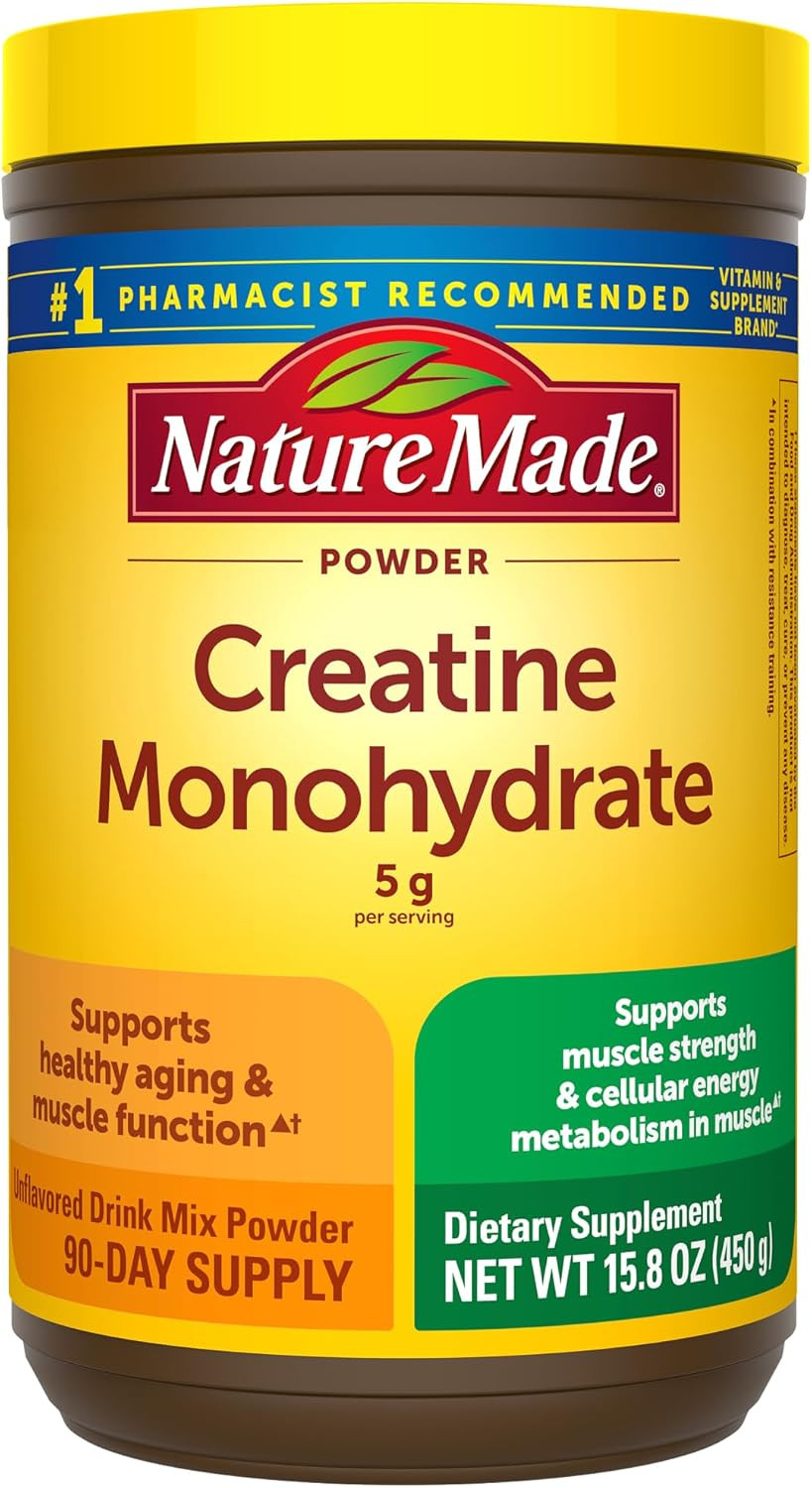 Nature Made Creatine Monohydrate Powder, 5 G Serving, Unflavored, Muscle Support